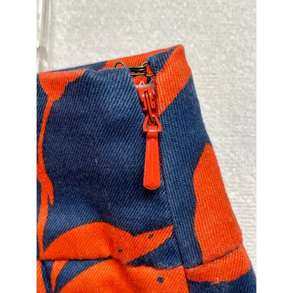 J.Crew stretch short shorts‎ navy blue orange print size 12 women’s - Picture 3 of 6